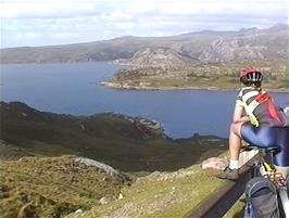 Gavin admires the fabulous views as we approach Ardheslaig, 20.2 miles from Camustiel.  The rest of the group have gone ahead as Gavin is having knee problems